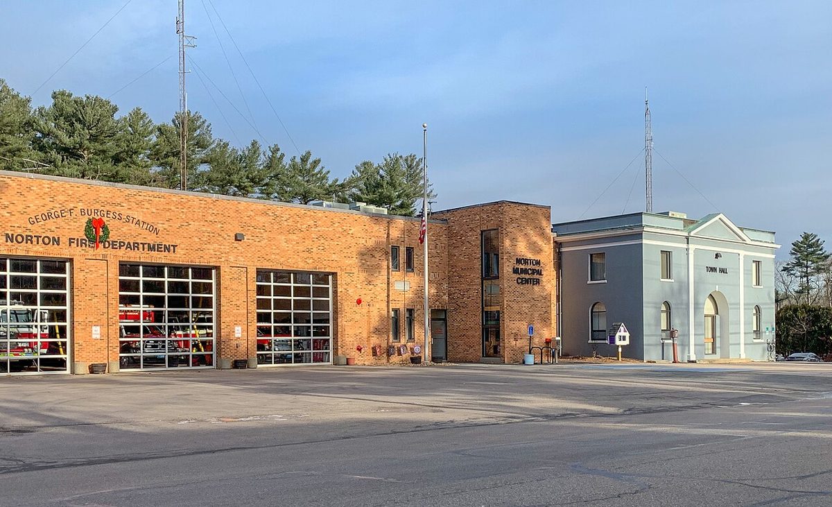 Norton Town Hall and fire department in Massachusetts